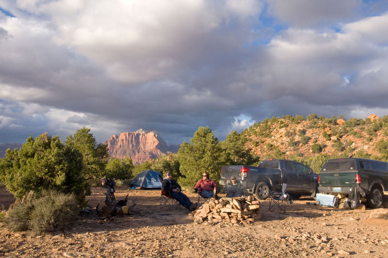 zion national park camping toyota tundra utah campfire hundred days