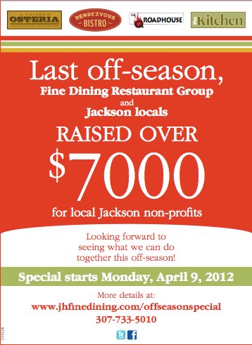 fine dining non profit promotion